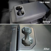 사이버트럭 액세서리 뒷좌석 컵 홀더 프레임 트림 커버 CTmods® (카본 파이버 패턴 ABS)